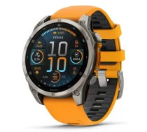 GARMIN Fenix 8 47 mm, AMOLED, Sapphire Titanium with Spark Orange/Graphite Silicone Band sporta pulkstenis