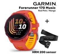 GARMIN Forerunner 170 Music, Red Pink/Mango + HRM 200 Sensor sporta pulkstenis