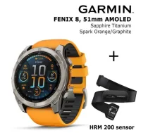 GARMIN Fenix 8 51 mm, AMOLED, Sapphire Titanium + HRM 200 Sensor sporta pulkstenis
