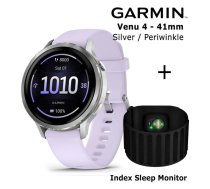 GARMIN Venu 4 - 41mm, Silver with Periwinkle Silicone Band sporta pulkstenis