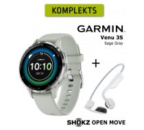 GARMIN Venu 3S, Sage Gray + Shokz Open Move White sporta pulkstenis