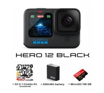 GOPRO HERO12 Black + GoPro Enduro Battery + MicroSD 128 GB + 53 in 1 Combo Kit Accessories sporta kamera