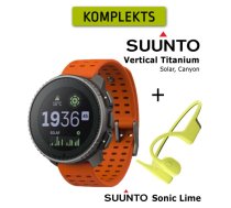 SUUNTO Vertical, Titanium Solar Canyon + Suunto Sonic Lime sporta pulkstenis