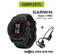 GARMIN fēnix 7 Pro Solar, Slate / Black + Shokz Open Run Pro Black sporta pulkstenis