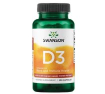 SWANSON Vitamin D3 - Higher Potency 2,000 Iu (50 mcg) 250 Caps uztura bagātinātājs