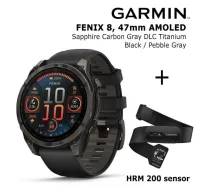 GARMIN Fenix 8 47 mm, AMOLED, Sapphire Carbon + HRM 200 Sensor sporta pulkstenis