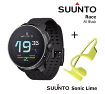 SUUNTO Race, All Black + Suunto Sonic Lime sporta pulkstenis