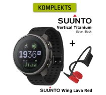 SUUNTO Vertical, Titanium Solar Black + Suunto Wing Lava Red sporta pulkstenis