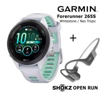 GARMIN Forerunner 265S Whitestone, Neo Tropic + Shokz Open Run Grey sporta pulkstenis