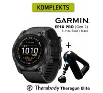 GARMIN epix Pro (Gen 2), 51 mm Slate Gray / black + Theragun Elite sporta pulkstenis
