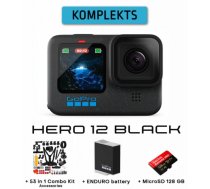 GOPRO HERO12 Black + GoPro Enduro Battery + MicroSD 128 GB + 53 in 1 Combo Kit Accessories sporta kamera