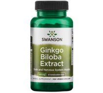 SWANSON Ginkgo Biloba Extract - Standardized 120 mg 100 Vegan Caps uztura bagātinātājs