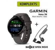 GARMIN Venu 3S, Black + Shokz Open Move Grey sporta pulkstenis