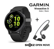 GARMIN Vivoactive 5 Black + Shokz Open Move Grey sporta pulkstenis