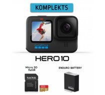 GOPRO HERO10 Black + Extra Enduro Battery + Micro SD 64GB sporta kamera