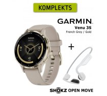 GARMIN Venu 3S, French Gray, Gold + Shokz Open Move White sporta pulkstenis