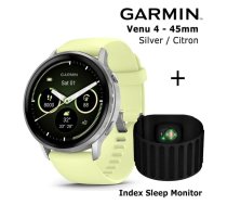 GARMIN Venu 4 - 45mm, Silver with Citron + Index Sleep Monitor sporta pulkstenis