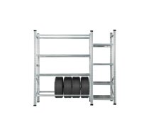 Metāla plauktu komplekts 2400x1972x500 mm, 2 sekcijas, 7 plaukti, 1 riepu plaukts