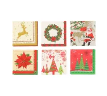 NO BRAND Ziemassvētku papīra salvetes CHRISTMAS, 33 cm x 33 cm, ,krāsa/dizains tiek izvēlēts nejauši,, 20 gab.