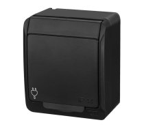 Kontaktligzda Elektro-Plast Hermes 0324-09, Iezemēta rozete, IP44, melna