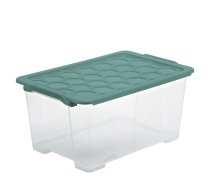 Uzglabāšanas kaste ar vāku Rotho, 44 l, caurspīdīga krās.-zaļa krās., 58.3 x 39.2 x 27.7 cm