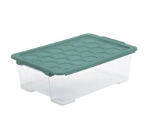 Uzglabāšanas kaste ar vāku, pārtikai-paredzēts uzglabāšanai-rotaļlietām Rotho, 30 l, caurspīdīga krās.-zaļa krās., 58.3 x 39.2 x