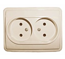Dubultā kontaktligzda Vilma ST150 RP16-020V, rozete bez zemējuma, ziloņkaula