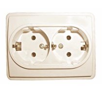 Dubultā kontaktligzda Vilma ST150 RP16-021V, Iezemēta rozete, ziloņkaula