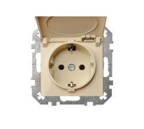 Kontaktligzda Liregus Epsilon ĮKL16-208-01 E-S, Iezemēta rozete, IP44, bēša krās.