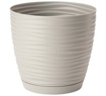 Puķu pods SAHARA ar paliktni 11cm, g.pelēks