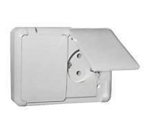 Dubultā kontaktligzda Liregus Hermi IKL16-006 B, Iezemēta rozete, IP44, balta