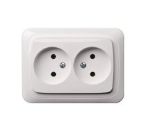 Dubultā kontaktligzda Liregus Alfa IKL16-109 A-B, rozete bez zemējuma, balta