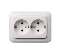 Dubultā kontaktligzda Liregus Alfa IKL16-005 A-B, Iezemēta rozete, balta