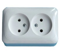 Dubultā kontaktligzda Liregus Alfa PKL10-16-009-109, rozete bez zemējuma, balta