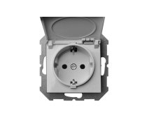 Kontaktligzda Liregus Epsilon ĮKL16-208-01 E-B, Iezemēta rozete, IP44, balta krās.