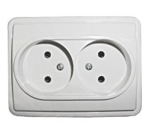 Dubultā kontaktligzda Vilma SL250 111030201105, rozete bez zemējuma, balta