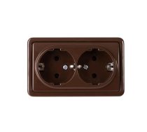 Dubultā kontaktligzda Vilma SL+250 RP16-021, Iezemēta rozete, brūna