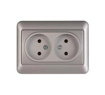Dubultā kontaktligzda Vilma SL250 111030201905, rozete bez zemējuma, metāliska