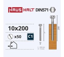 KOKA SKRŪVES DIN571 10.0X200 B.C.(50-200