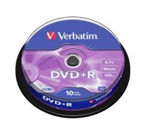 DISKI DVD+R 4.7 GB 16X 10 gab. APAĻĀ KASTĪTĀ (VERBATIM)