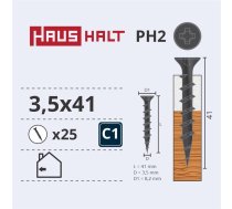 SKRŪVE REĢ. KOKAM 3.5X41 25GAB O1 (Haushalt)