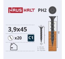 SKRŪVE REĢ. KOKAM 3.9X45 20GAB O1 (Haushalt)