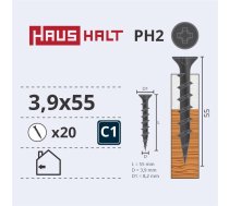 SKRŪVE REĢ. KOKAM 3.9X55 20GAB O1 (Haushalt)