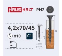 SKRŪVE REĢ. KOKAM 4.2X70/45 10GAB O2 (Haushalt)