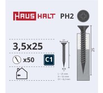 SKRŪVE REĢ. MET. 3.5X25 50GAB O1 (Haushalt)