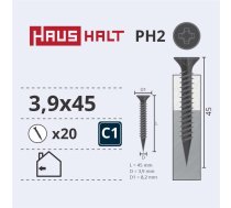 SKRŪVE REĢ. MET. 3.9X45 20GAB O1 (Haushalt)