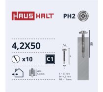 SELF SCR 4.2X50 MET/MET+DRILL ZN 10PCS