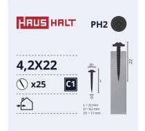 SELF SCREW 4.2X22 MET/MET+PHOSPH 25PCS