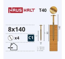 KOKSKRŪVES 8X140/80 MM CINK. T40 4 GAB.