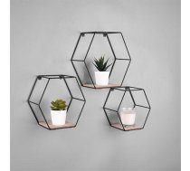 Mirrors&More Sarah wall plauktu komplekts 3-pack melns/wood 1510102 4251820303840